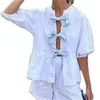 Camicette femminili puloru blu a strisce bowknot camicie anteriori legate per donne estate primavera grattale a mezza manica o collo in peplo camicetta