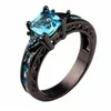 Bröllopsringar Crystal Natural Stone Black Gold Color Blue Copper for Women Finger Jewelry