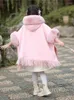 Écharpes fille hiver épaissis laine mélange la fausse fourrure manteau cape enfants