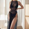 8ji5 femmes plage Wear Mesh transparent voir à travers la robe de bikini couverture ups 2024 Sexy Womens Maillots de bain High Split Lacet-Up Swce-Up Swearwear Sexy Beach Robe D240501