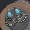Dangle Ohrringe Vintage Statement Drop Quasten für Frauen Schmuck Ethnische Perlen böhmische geometrische antike Silberfarbe