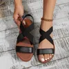 Casual Shoes 2024 Summer European Femme Flat Sandals Women's Elastic Straps Roman Beach Open Toe