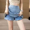 Summer Womens Denim Shorts jupes avec des volants Streetwear Casual Vintage Ball Robe Mini jupe Jeans Femme 240424