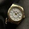 N Factory Orologio di alta qualità Orologio bianco Casto d'oro Gold Cinta in gomma Specchio in vetro Specchio di vetro 9002 Movimento meccanico automatico 42 mm