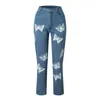 Y2K Jeans Women Butterflypattern Loose Leisure Korean Style Chic Trendy Cool Streetwear Female Bottom Ins Outfit 240423