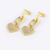 Brincos Dangle Nidin Ins Creative Design Inclado Zircão Pingente de Coração para Mulheres Requintadas Charme Gold Color Party Jóias Presente