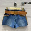 Shorts femminile 2024 Fashion Summer Blue Denim Donne Deerskin Deerskin Sungi larga cintura a vita alta due pezzi Vintage
