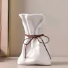 Paper Bag Vase White Ceramic Flower Vase Unique Grab Crinkle Design Boho Decorative Vases for Modern Home Decor Wedding 240422