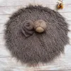 Blankets Don&Judy Born Set Pography Props Soft Knit Baby Wrap Faux Fur Long Pile Blanket Background Infant Po Shoot Accessories