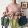 Storage Bags Lunch Bag For Women Portable Small Corduroy Tote Mini Female Students Bento Picnic Food Travel Handbags 2024