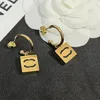 Square Pendant Stud Earrings Fashion Geometric Gold Plated Stainless Steel Brand Desigenr Double Letter Hoop Earring Womens Birthday Jewelry Love Gifts