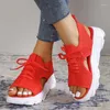 Scarpe eleganti Mesh Women Sandals Summer for Trend Lace-Up Platform Apri Beach Beach Casual Tacco Sandalias de Mujer