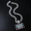 UPS Creative Trump 2024 Full Diamond Fashion Personality Neckace Cuban Chain Collace Z 5.3