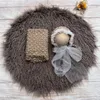 Blankets Don&Judy Born Set Pography Props Soft Knit Baby Wrap Faux Fur Long Pile Blanket Background Infant Po Shoot Accessories