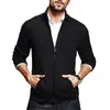 Jackets masculinos Autumn/Winter Sweater Men Color Solid Mold Halp High Neck Zipper Slim Fit Knet Cardigan