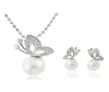 Butterfly Pearl Necklace Earrings Set Full Rhinestone Jewelry for Women Gift Fashion Jewelry Set 12909821130