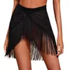 Women Beach Wear Women Beach Bikini Cover Up Up Mesh Wrap Skirt Tassel Sarong Sarong Arme de banheira de roupas de banho de praia D240501