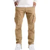 Men's Pants Work For Spring And Summer European American Pleated Drawstring Multi Pocket Casual