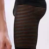 Onderbroek Sexy Men Long Boxer Shorts Stripe Mesh zie door doorzichtige halve broek Lounge Underwear Lingerie Boxershorts slaapbodems