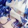 Maxi klänning kvinnor batwing hylsa blå och vit porslin tryck bohemisk semester modedesigner sommarklänningar Faldas 240423
