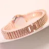 Armbanduhren 3pcs ES Set Mode Strass -Frauen Frauen Luxus Kristall Roségold Quarz Damen Handgelenk Frau D240430