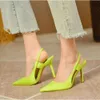 2024 Spring New Brand Women Women Slingback Slip di punta di punta su sottili tacchi ad alto tacco da donna elegante scarpe drss sandali