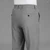 Pantalon masculin 2024 Été classique des hommes étirez-vous en douceur fine entreprise noire coréen gris décontracté costume de taille masculine élastique pantalon