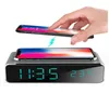 Electric LED alarm clock with phone wireless charger Desktop digital thermometer clock HD mirror clock with date 1224 h switch9527296