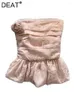 Réservoirs pour femmes courts débardeur 3D Fleurs minces sans bretelles plissées rose élégant camis à la main 2024 Fashion d'été 29L7382
