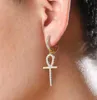 Iced Out Mini Hoop Ankh Slee Oreing Brings Men Women Women Hip Hop Luxury Designer Bling Diamond Christian Sangling Earring Lover Hoops Huggie2515736