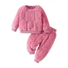 Kledingsets babykleding herfst en winter meisjes jongens koraal fleece tweedelig geboren warme pyjama's lente pakken 5