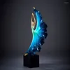 Decorative Figurines Marble Base Gradient Color Peacock Dancer Artwork Sculpture Desk Decoration Ornaments Character Statue Modern Home