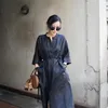 Party Dresses High-End Silk Watered Gauze Jacquard Single-Breasted With Half Sleeves Lace-Up Loose Spring And Summer Long Dress S-XL