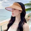 Brede rand hoeden UV -bescherming lege top zonneschad hoed draagbare grote vizieren straw cap ademende verstelbare casual schaduw zomer
