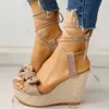 Sandals Strap Femmes Cendages High Ankle Summer Plateforme Talon Talon