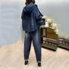 レディースツーピースパンツ春秋のデニムジャケットスーツウェアコートファッションセット2024女性カジュアルジーンズツーピースセット
