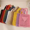 Sac de créateur d'épaule Femmes sacs de plage sacs à main mode maille creux shopping pour le sac fourre-tout de paille d'été 6Colors Dicky0750 S