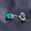 Backs oorbellen sieraden 8ct gesimuleerde smaragd gemaakt gemaakt ruby ​​925 sterling zilveren clip voor vrouwen mode statement edelsteen sieraden