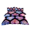 Conjunto de roupas de cama de design de mandala em forma de coração, decorativo 3 peças capa de edredão com 2 travesseiro shams para cama em casa 240420