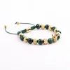Brins à venir des perles en acier inoxydable de haute qualité cz pave charme vert tiger cordon d'oeil tressé
