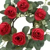 Flores decorativas anel de velas Wreath Wreath Desk Candlestick Rose Artificial para sala de jantar