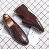 Casual schoenen krokodil patroon mannen leer formele jurk man loafers slip-on mocasines buiten handgemaakte rijplats