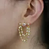 Boucles d'oreilles en peluche et chaîne CZ multi-piercing pendante boucle d'oreille pour les femmes bijoux de bijoux ensemble blanc lien clair