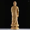 Figurines décoratives Bois sculpture de la figurine Bouddha Amitabha Statue Sculpture Home Living Room Decoration