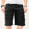 Streetwear Delessed Stapeled Spleiß Männer schlank gerade Jeans Shorts Sommer männlich solide Casu -Jean Fivepoint Hosen 240430