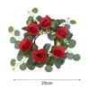 Flores decorativas anel de velas Wreath Wreath Desk Candlestick Rose Artificial para sala de jantar