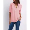 20SS Designer Shirt V-Neck Zipper Zomeroverhemden Oversized dames lange mouwen pull-up dames t-shirt mouwen los chiffon shirt 6em9