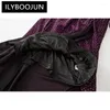 Robes décontractées Ilyboojun 2024 Automne et hiver vintage robe de luxe à manches longues pour femmes à manches longues