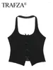 Tanks pour femmes Trafza Femmes avant noix papillon Halter Halter Vintage Solide sans manches Backless Vest Tops Side Hip Zip Slim Tank Y2k Woman Vêtements