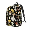 Aufbewahrungstaschen schöne Zeichentrickpilz -Rucksack für Kindergarten Grundschule Retro Pilz Bookbag Boy Girl Kinder Leinwand Leinwand